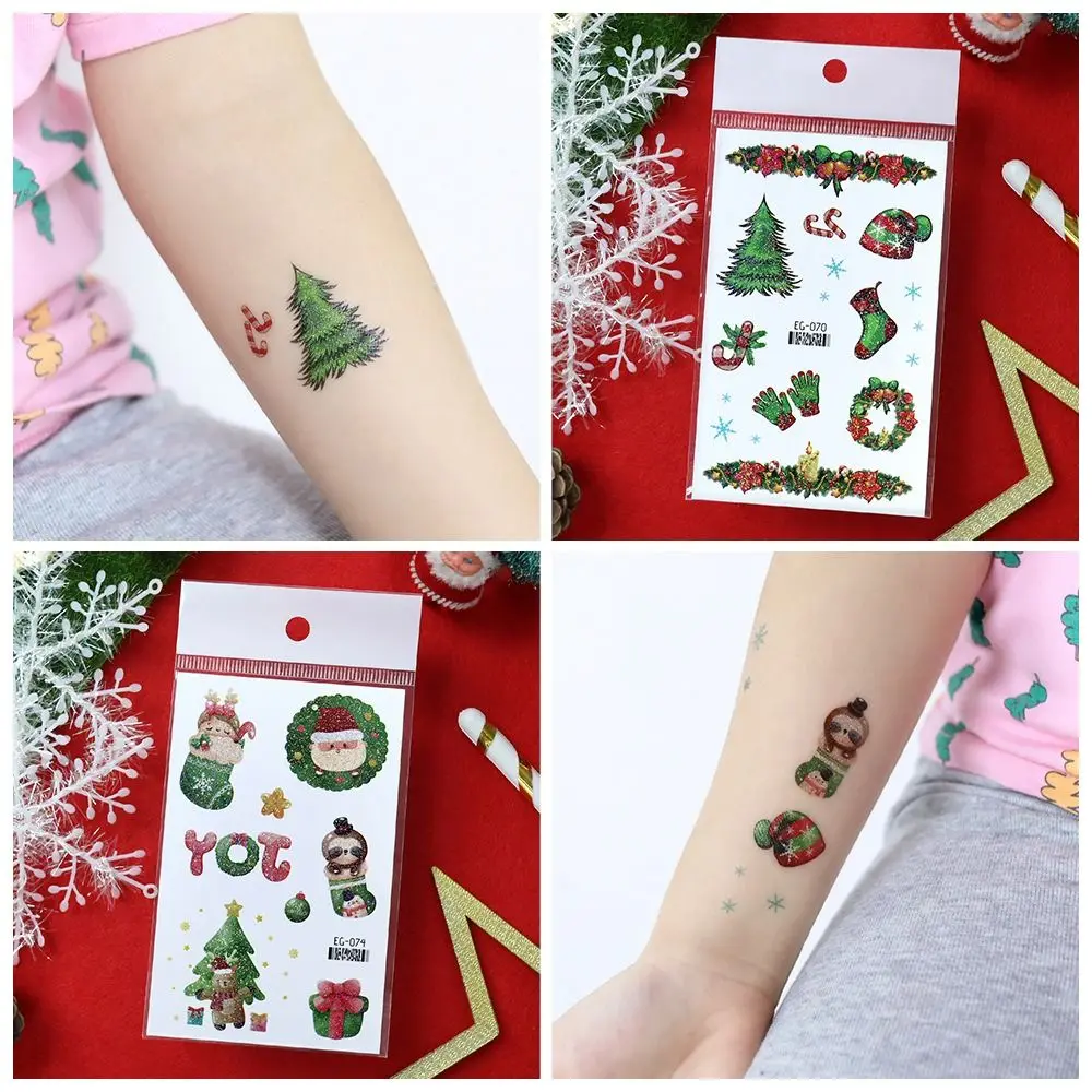 

Waterproof Temporary Tattoo Sticker Long Lasting Body Art Christmas Stickers Cartoon Disposable Christmas Gifts Face Arm
