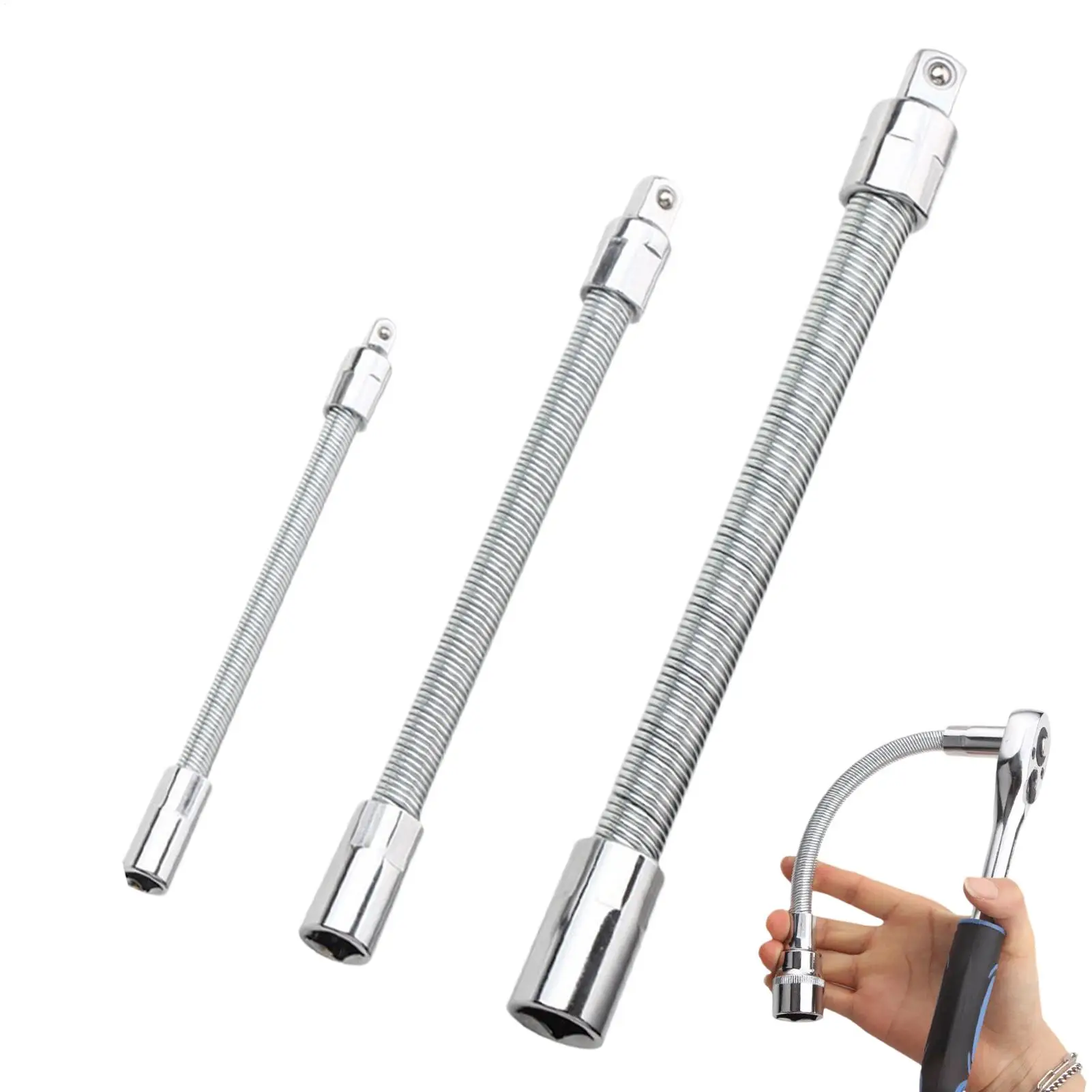 

Flexible Extension 3 Pieces Long Reach Hand Tools Flexible Electric Wrench Connecting Rod For Home Garage Workshop Automotive