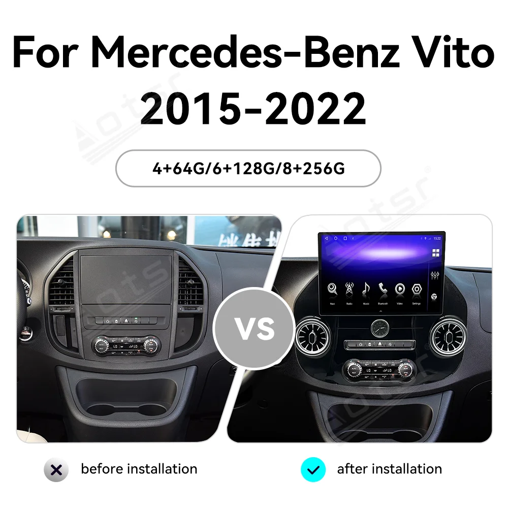 

13,3-дюймовый автомобильный радиоприемник Android для Mercedes Benz Vito W447 2015-2022 Стереоприемник GPS-навигация DSP Видео Carplay Плеер DVD