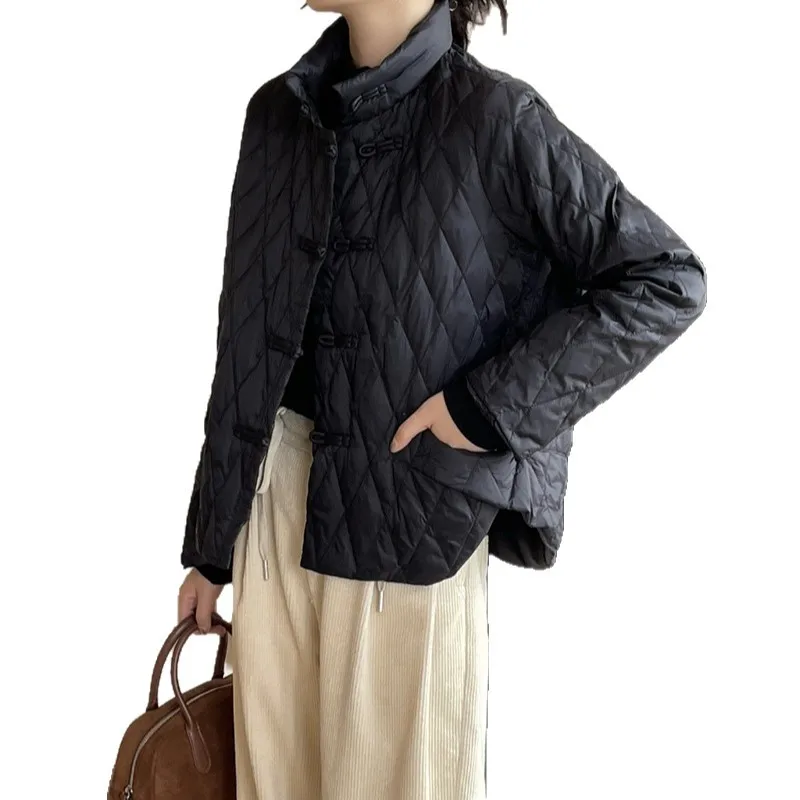 

Autumn and Winter New Women's Down Jacket Windproof Stand Collar White Duck Down Short Double-sided Jacket