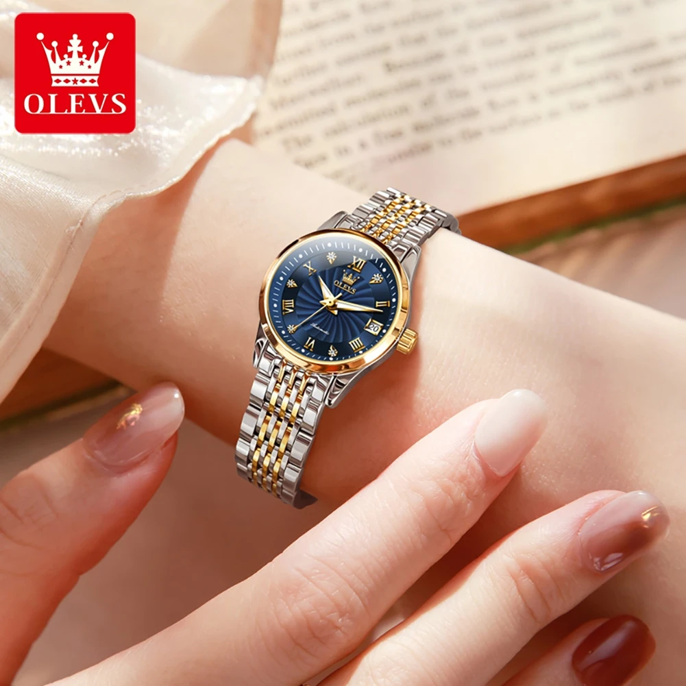 OLEVS High Quality Watch For Women Automatic Movement Stainless Steel Wristwatch Business Luxury Women\'s Watch Gift for Girl