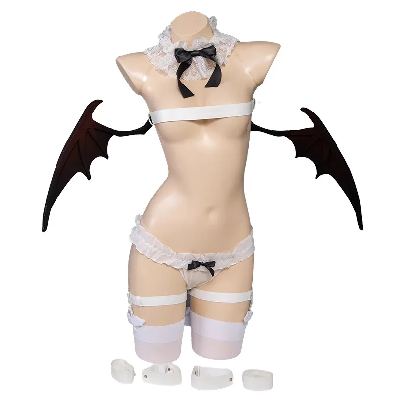 

Anime Kostum Maid Cosplay Costume Women Sexy PU Leather Bodysuit Bat Wing Suit Bunny Girl Demon Bundle Uniform Halloween Costume