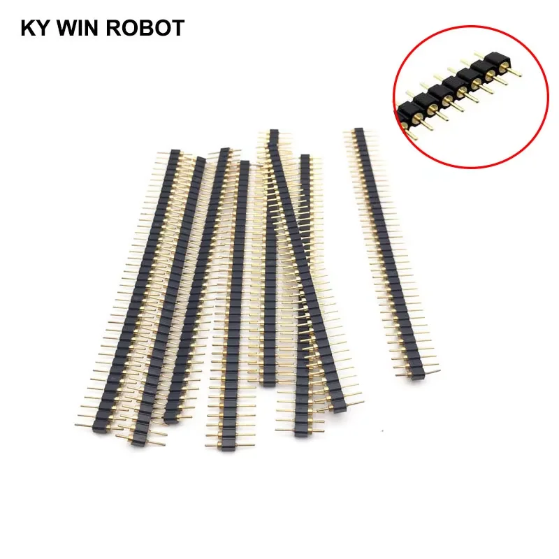 5pcs 40 Pin Connector Header Round Needle 1x40 Golden Pin Single Row Male 2.54mm Breakable Pin Connector Strip