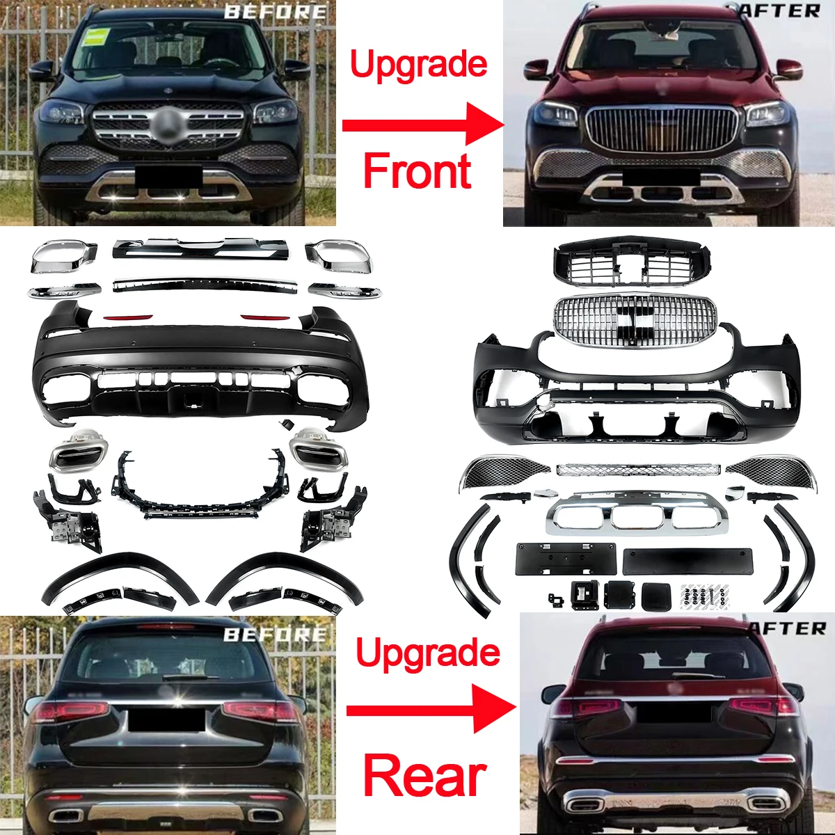 

Bodykits for MERCEDES BENZ GLS X167 2020 2021 2022 Upgrade Facelift Maybach 680 Look Grille & Front Bumper Lip Rear Diffuser Lip