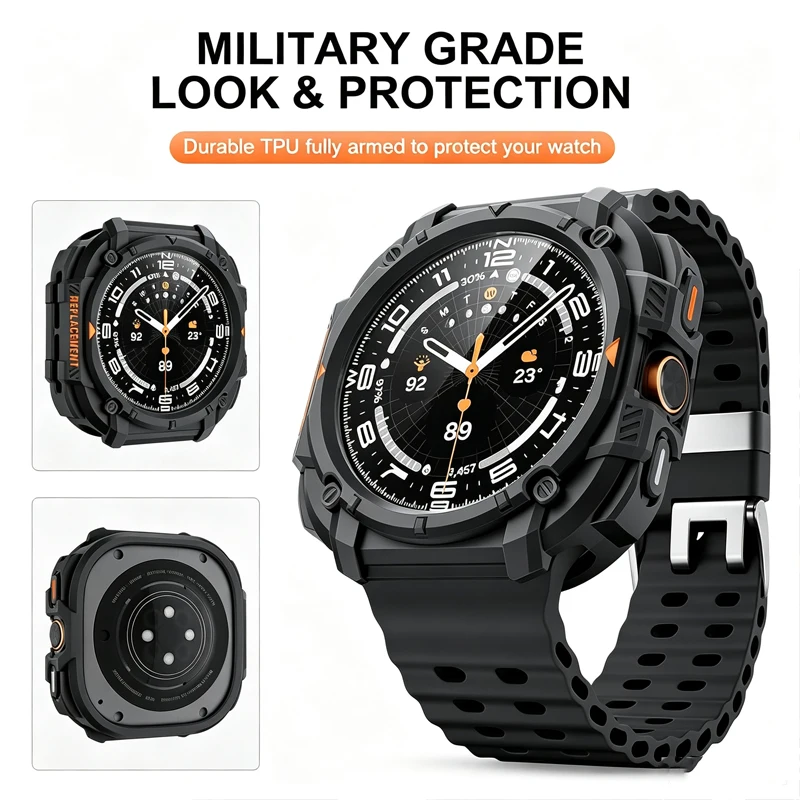 Sport Silicone Case+Band For Samsung Galaxy Watch Ultra 9 8 7 Drop Resistant Protector Cover For Galaxy Watch 40mm 44mm 47mm
