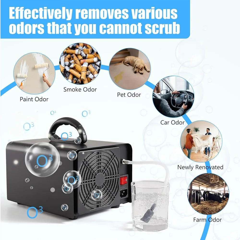 2in1 Ozone Generator Air & Water Modes 20g/h O₃ Ozone Machine Ionizer Air Purifier Commercial &Industrial Deodorizer