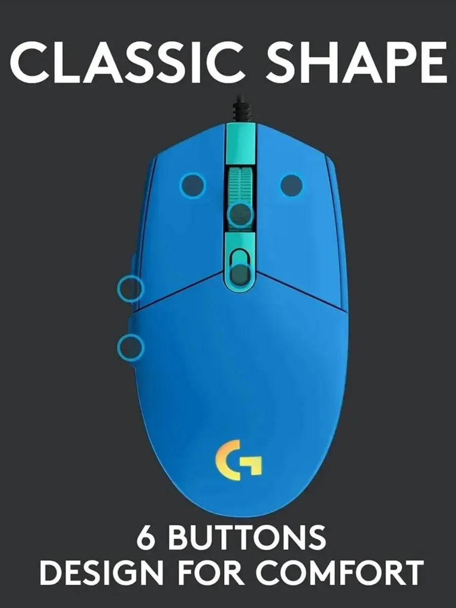 Logitech G102 LIGHTSYNC RGB Gaming Mouse Wired 8000 DPI 6 Programmable Buttons for PC Laptop