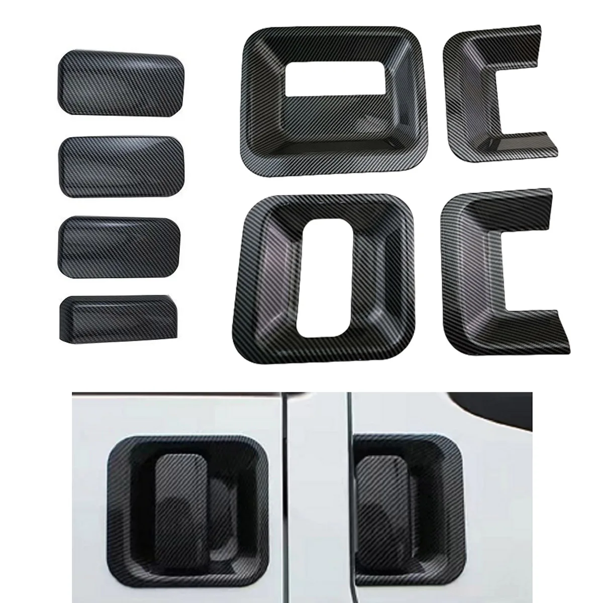 ABS Carbon Car Accessory Door Handle Bowl Covers Trim Paste Style For Ford Transit Tourneo MK6 MK7 2007 2008 2009 2010 2011 2013