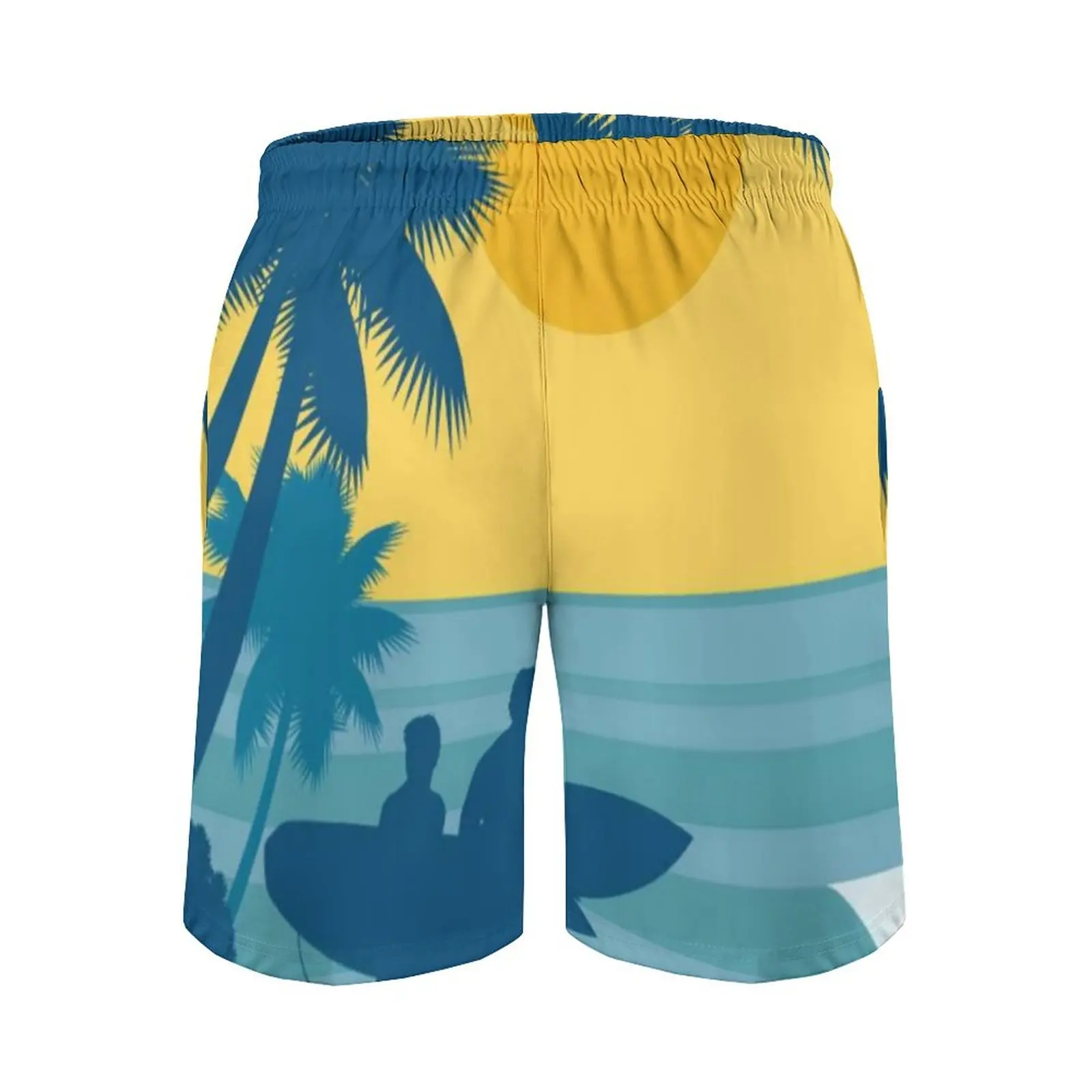 Summer Vacation Men's Palm Tree Print Drawstring Waist Board Shorts Fashion Swim Trunks 3D Print Breathable Short Streetwear