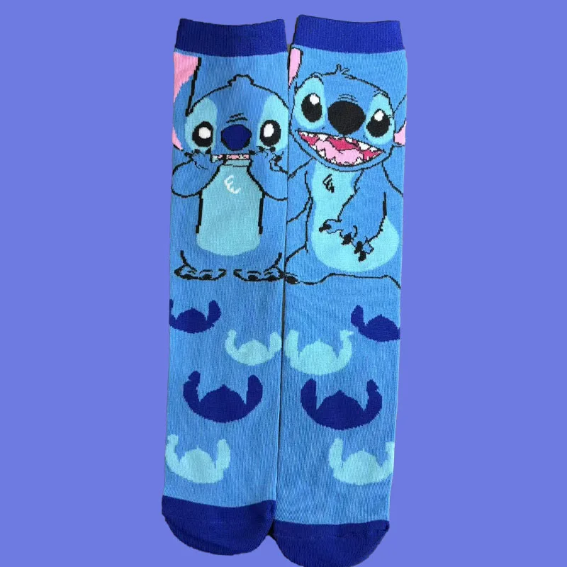 스티치 만화 귀여운 니트 종아리 중간 양말 유니섹스 1/9쌍