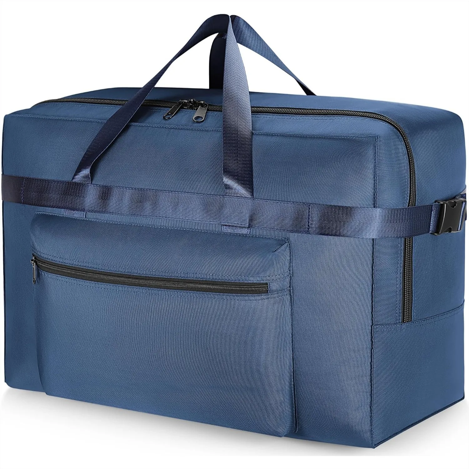 80L Foldable Duffel Bag for Travel, Weekend Overnight Bag with Trolley Strap, Large Collapsible Storage for Moving Camping