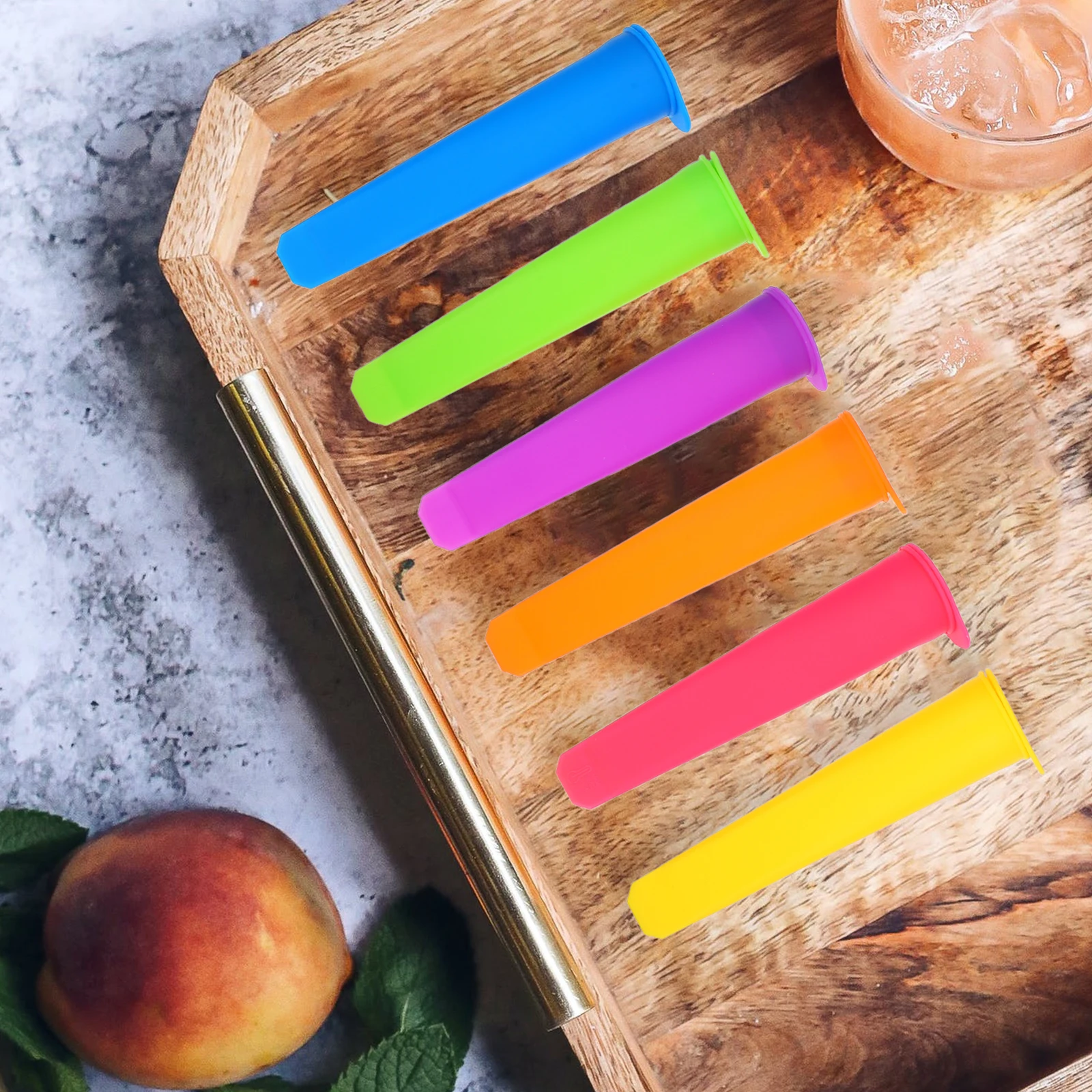 

6Pcs NonStick Silicone Popsicle Mold Diy Ice Cream Mould For Making Ice Bars Chocolate Jelly Yogurt Frozen Dessert Supplies