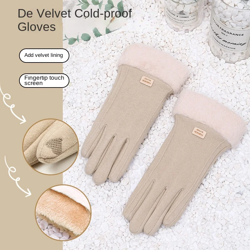 Guantes nuevos De invierno para mujer, superventas, cálidos, además De forro polar grueso, pantalla táctil, guantes De lana a prueba De viento y frío