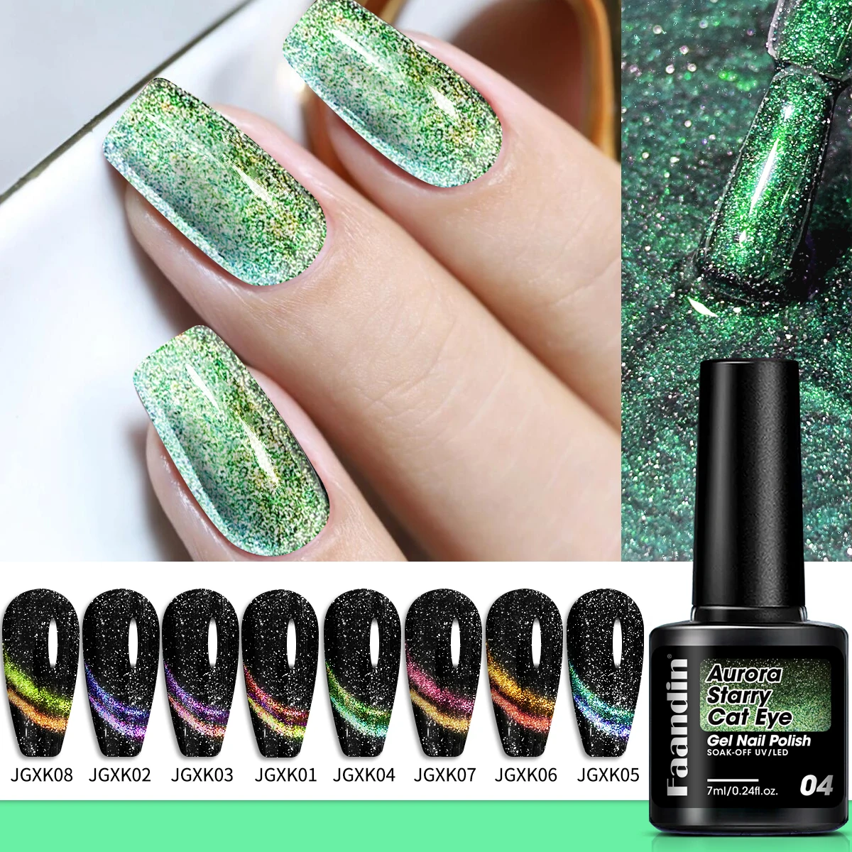 Faandin 7ml Single Bottle, Colorful Patterns, Rich and Diverse Light Changes, Aurora Starry Sky Cat Eye Gel Nail Polish Gift Box, Wear-Resistant, Long-Lasting and Firm, Not Easy to Fall Off, DIY Light Changes with Magnetic Stick, Red Series Cat Eye Nail Polish Set, Perfect Gift for Proms, Parties, for Mom or Girlfriend, Easy Operation, Nail Salon Wholesale Special Nail Polish Gel