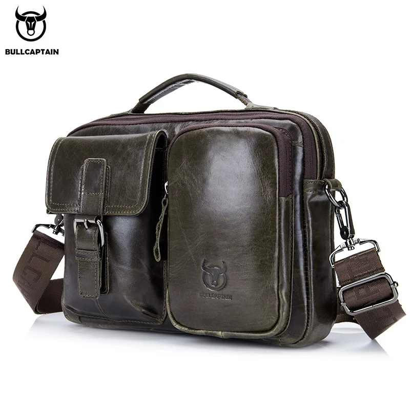 BULLCAPTAIN New Genuine Leather Men Crossbody Bag Male Briefcase Messenger Bag Casual Business Briefcase Style Men Shoulder Bag