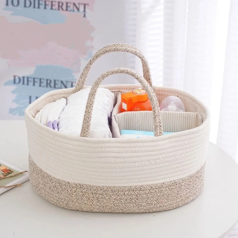 

Daily Use Convenient Diaper Storage Basket Cotton Thread Large Capacity Mommy Handbag Hand-Held Tote Bag Baby Diaper Bag Picnic