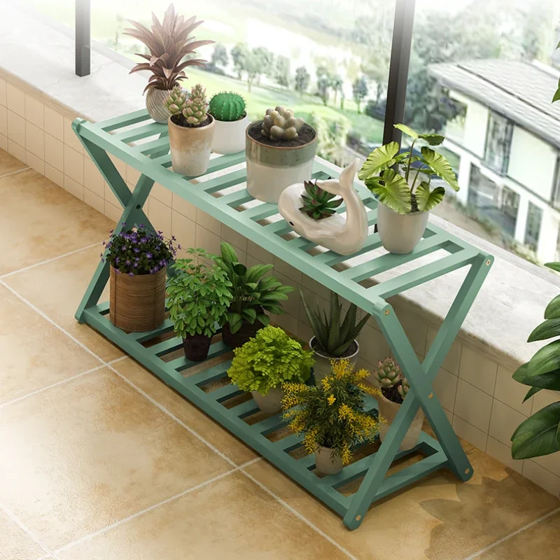 

Simplicity Flower Shelves Indoor Balcony Succulents Flower Pot Stands Living Room Floor Multilayer Steps Bamboo Shelves