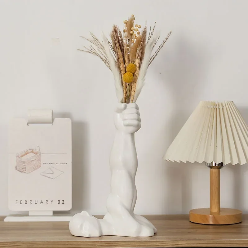 19cm Nordic Creative ceramics Muscle arms art a living room Simplicity flower arrangement bottle decoration Crafts ornaments