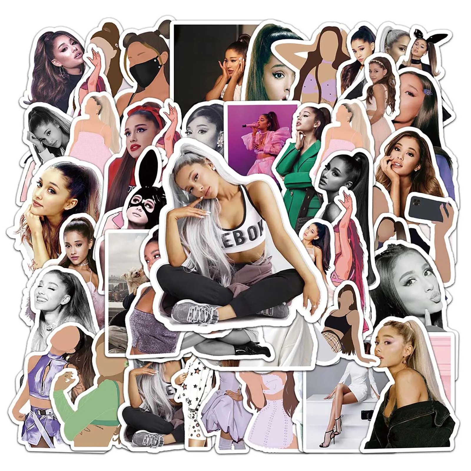 50PCS Singer Ariana Grande Sticker Cartoon Cool Personality Waterproof Graffiti Decal Toy for Stationery Box Scooter Luggage