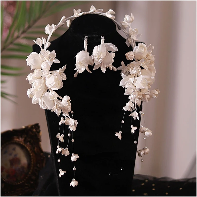 

Korean Petal Pendant Flower Headband Bride Hair Band Headwear Set Wedding Hair Accessories