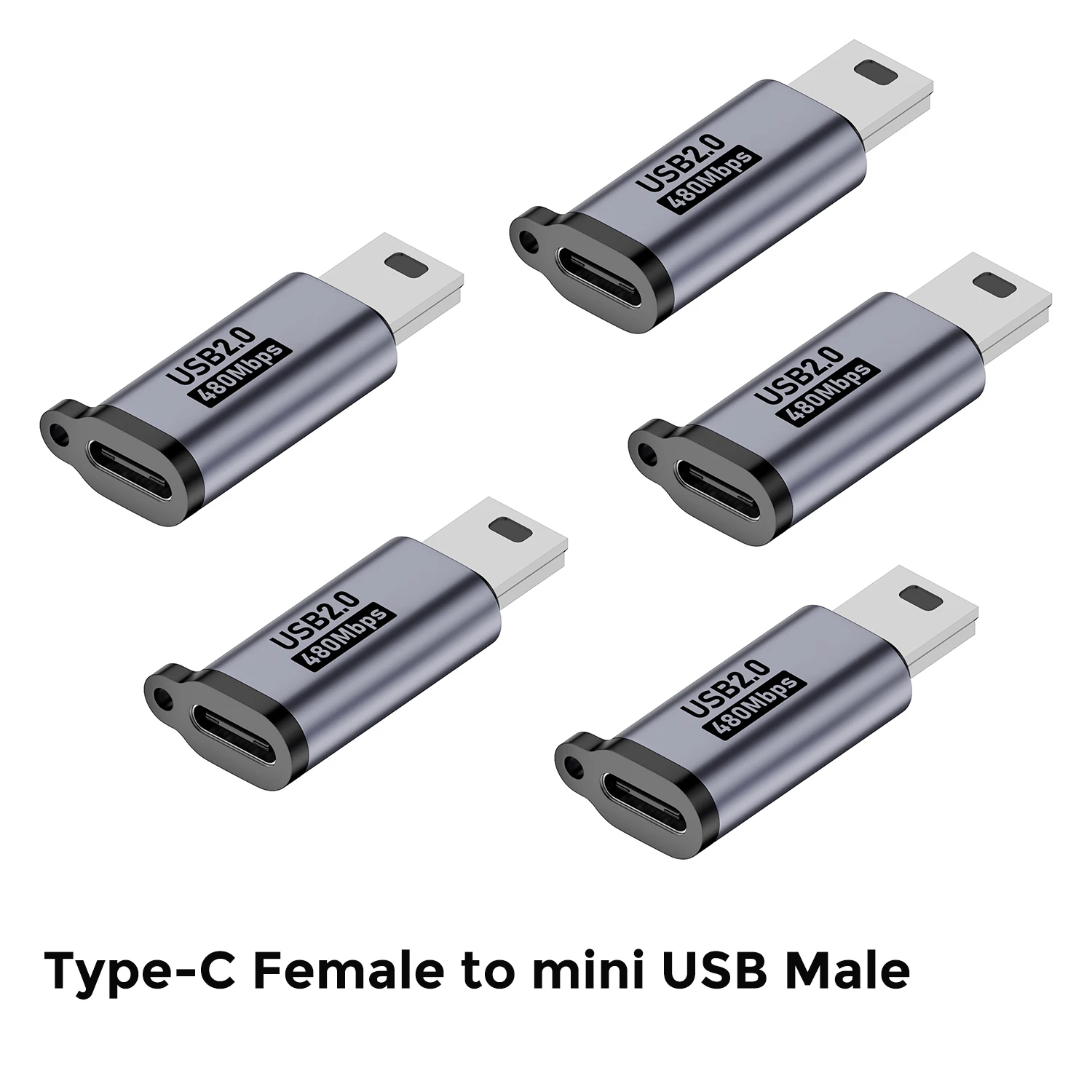 USB-C-Buchse auf Mini-USB-Stecker Adapter, Micro-USB auf USB-C Adapter, 480Mbps Datenübertragung, Schnelllade-Konverter für Telefon