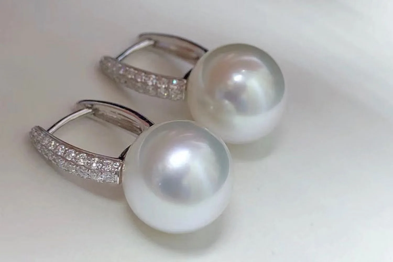 

Double pearls Gorgeous AAAA+++ Japan Akoya Round 10-11mm 11-12mm White Pearl Earrings 925s