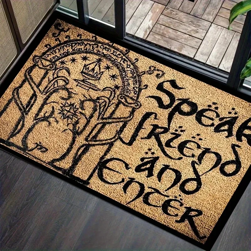 VIKAMA Lord of the Rings Inspired Speak Friend and Enter Mat Non-Slip Rug For Entryway Porch Indoor Home Decor
