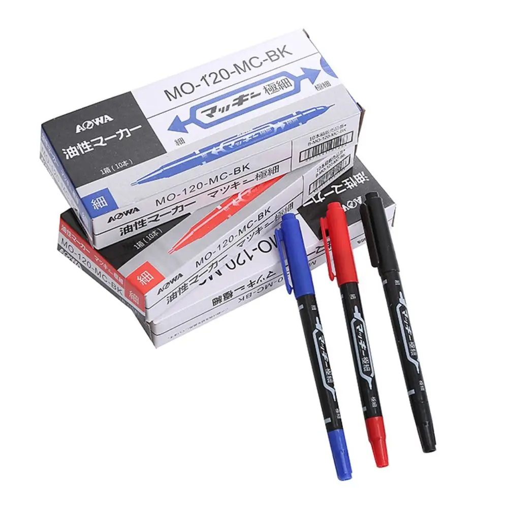 10Pcs/box New Plastic Double-Ended Marker Fine Point Nib Waterproof Marker Pen Office School Supplies Fast Dry Writing Pen