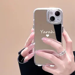 Personalised Customized Name mirror Case For iPhone 16 15 14 13 12 11 Pro Max Initials Letters kafr saya Cover 13 14 15 Pro Max