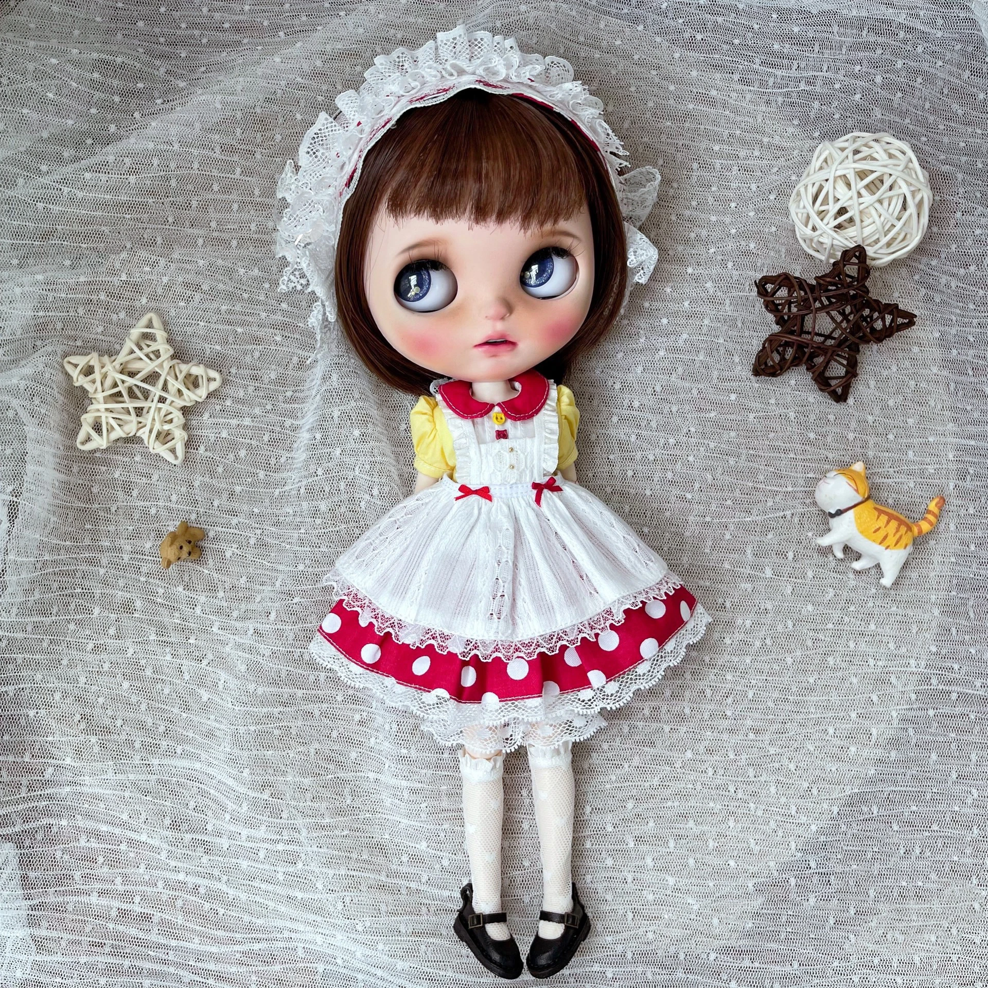 

Одежда Blythe, платье с красной и желтой юбкой, 1/6, 30 см, BJD, аниме девушка (подходит для Pullip,Ob24, Licca)