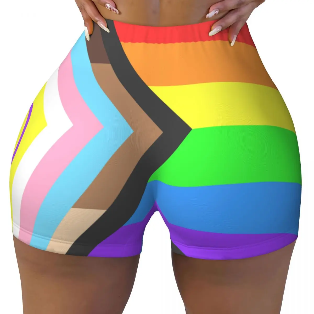 Women Yoga Shorts Brilliant Progres Pride Flag Workout Shorts Fitness quick-dry Ladies Yoga Gym Running Short Pants Sportswear