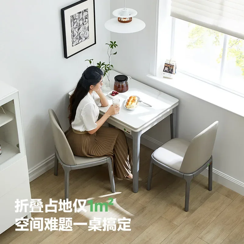 

Household Small Apartment Modern Simple Retractable Solid Wood Dining Table And Chairs