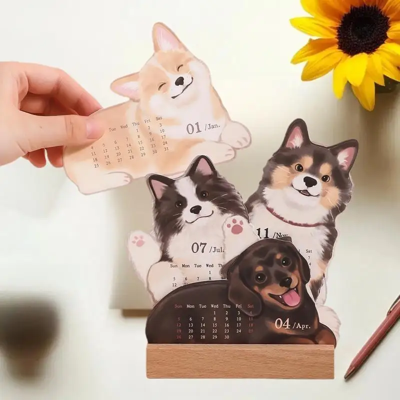 2026 Cute Cat Dog Series Desk Calendar Table Planner Yearly Agenda Organizer Memo Notes For Home Office School Daily Scheduler