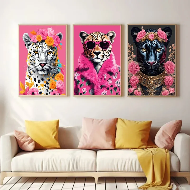 1pc frameless Renaissance Funky Animal Leopard Parrot Sloth Portrait Poster Nordic Wall Art Pictures Canvas Painting Home Interi