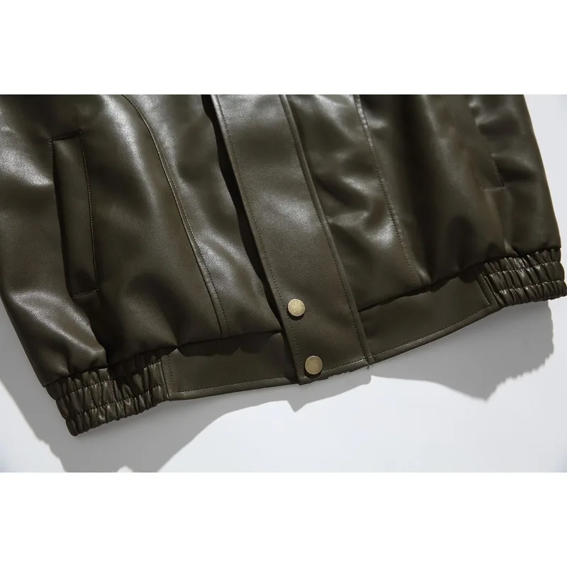 Luxury Soft PU Leather Jacket Men Vintage Bomber Jacket Streetwear Motorcycle Jackets Faux Leather Windbreaker Autumn Outerwears