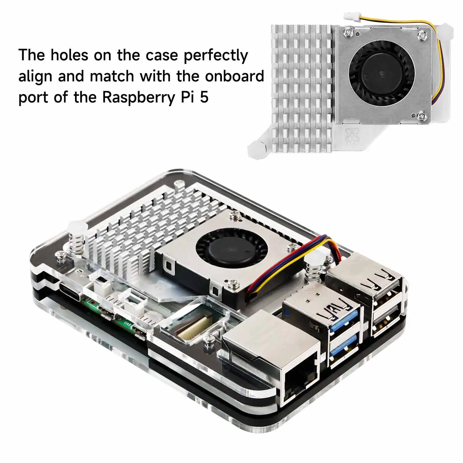 Yahboom 5 Layers Acrylic Case for Raspberry Pi 5 Support Install Raspberry Pi 5 Official Active Cooler RPi 5 Shell