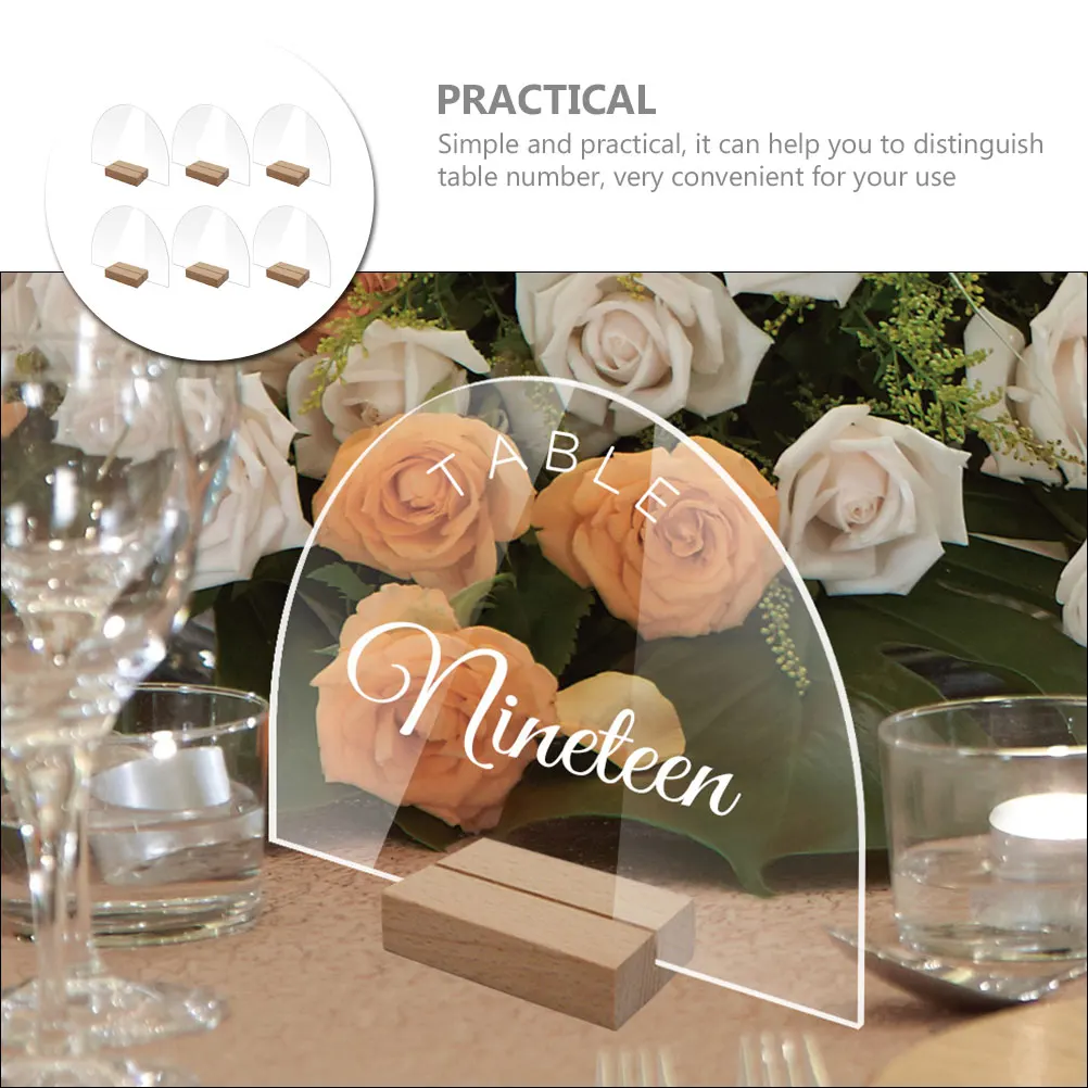

6 Sets Acrylic Table Number Plates Wedding Reusable Blank Place Cards Seating Tags Banquet Signs Mirror Finish Small