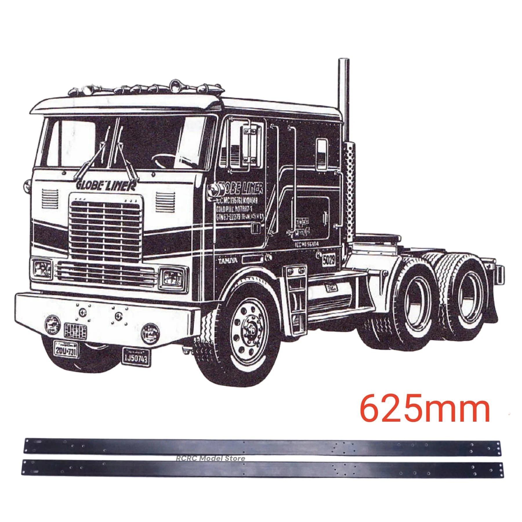 

DEGREE MODEL 625mm Long Extended Chassis Frame Rails For Tamiya 1/14 RC Globe Liner Tactor Truck Semi-trailer DIY Parts