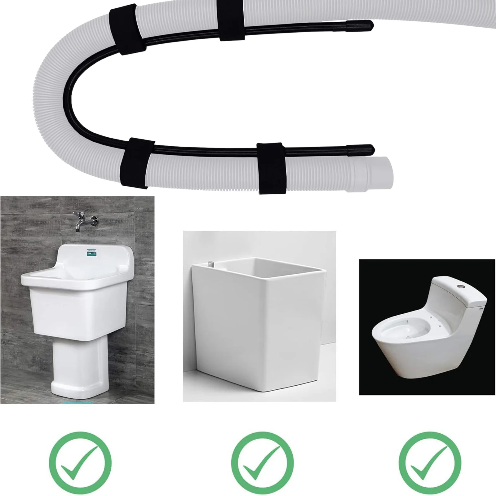 Universal Adjustable Washing Machine Drain Hose Clamp With 4pcs Straps Rustproof Flexible Holder For Kitchen Sink Edge Laundry