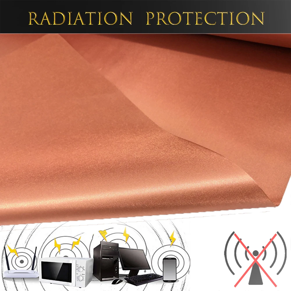 Pure Copper Fabric Blocking RFID/RF-Reduce EMF/EMI Protection Cloth Shielding Signals (WiFi, Cell, Bluetooth) Anti-radiation