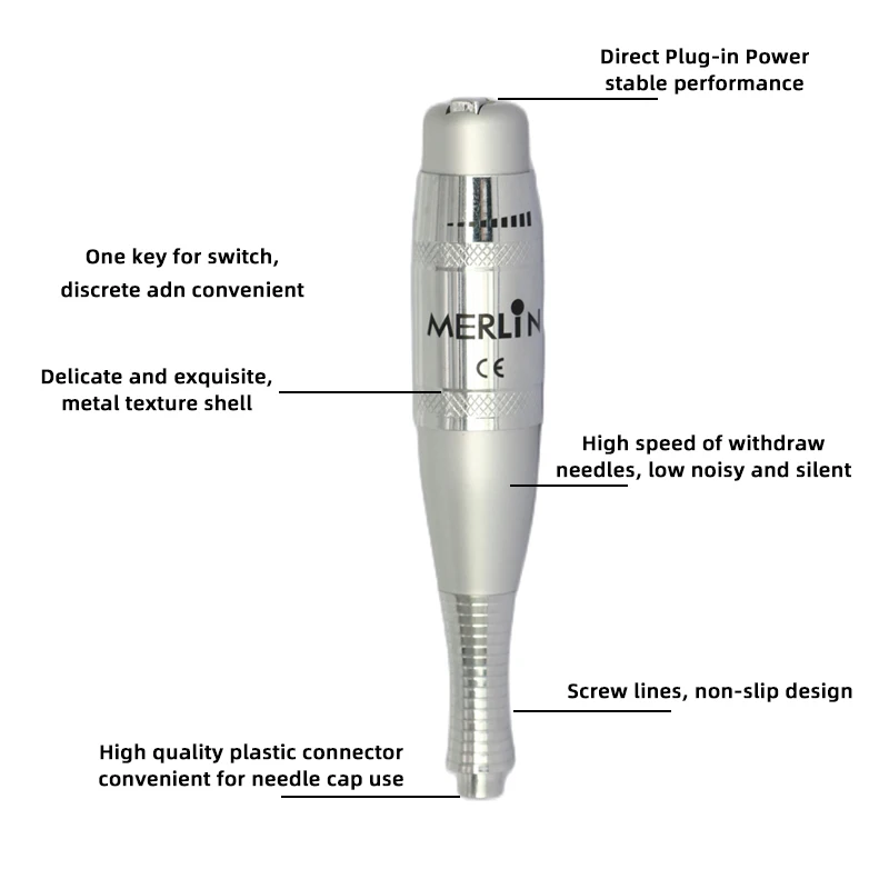 Машинка для перманентного макияжа Merlin, тату-машинка для бровей, ручка с тату-иглами и заглушкой, косметический набор для татуировок, оригинал