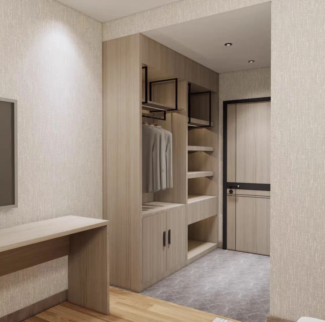 أثاث الفندق الخشبي الحديث أثاث غرفة نوم رائجة البيع خزانة الملابس خزانة خزانة الخشب #4