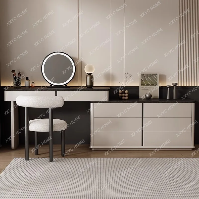 LBedroom dresser chest integrated bedside storage cabinet solid wood makeup dressing table
