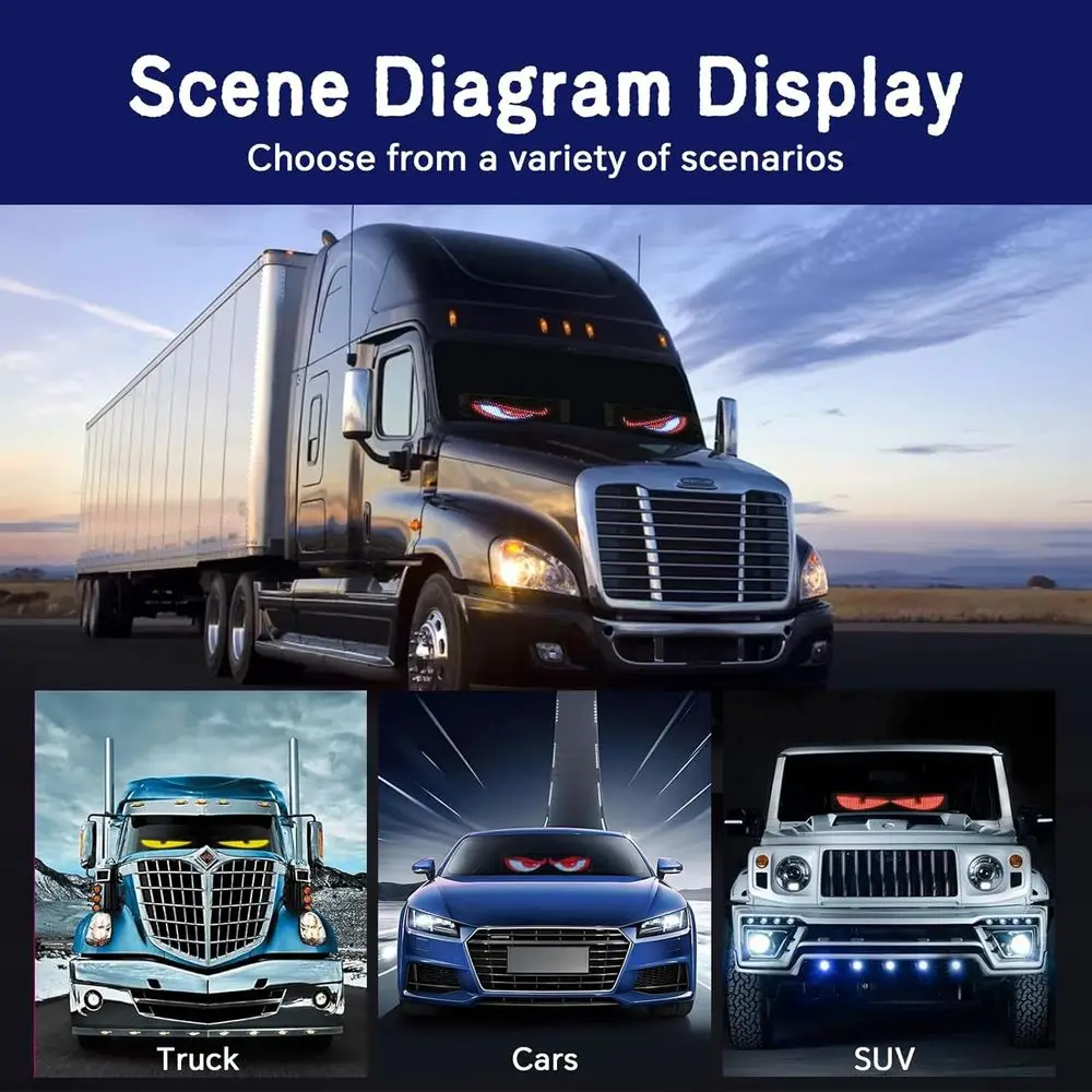 Pannelli a matrice LED Dual Pack - Luci flessibili per parabrezza per auto con controllo app e Bluetooth, animazioni fai da te e sincronizzazione musicale, 13,7x4