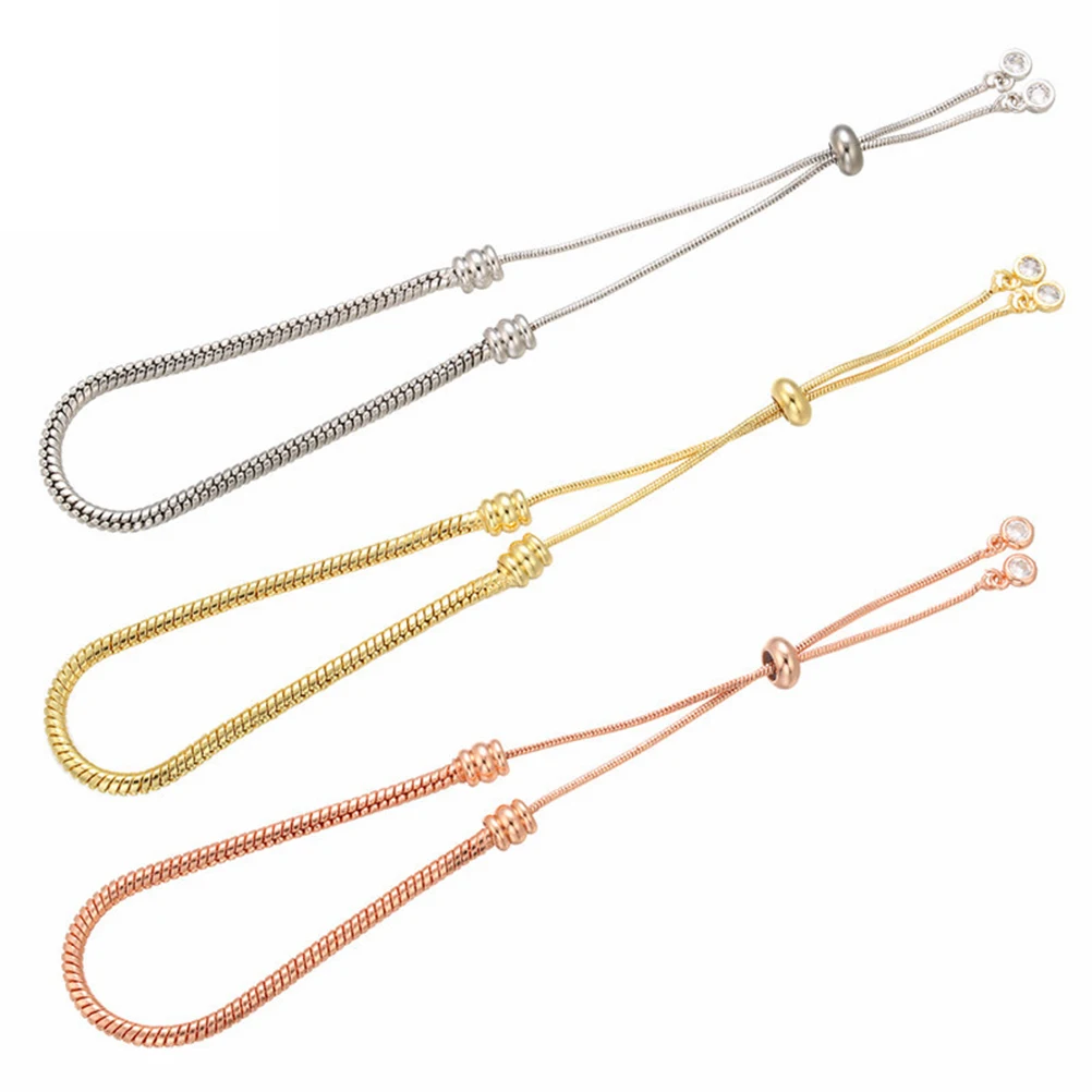 

3pcs Basic Chain Jewelry Accessories Adjustable Bracelet Semi Finished DIY Hand Chain Brass Material Durable Decorative Beads