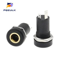 5PCS PJ392A 3.5MM Audio Jack Socket 3 Pole Black Stereo Solder Panel Mount Gold With Nuts PJ-392A