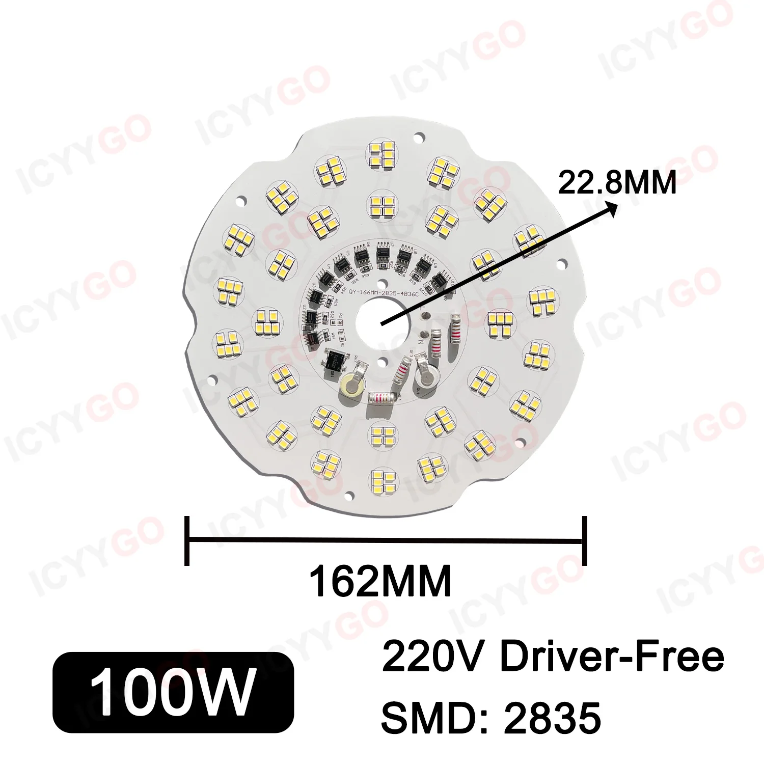 100W 150W 200W AC220V Driver-Free White Light UFO Flying Saucer Light Round PCB Board For Outdoor Arena Light Source Board image 4