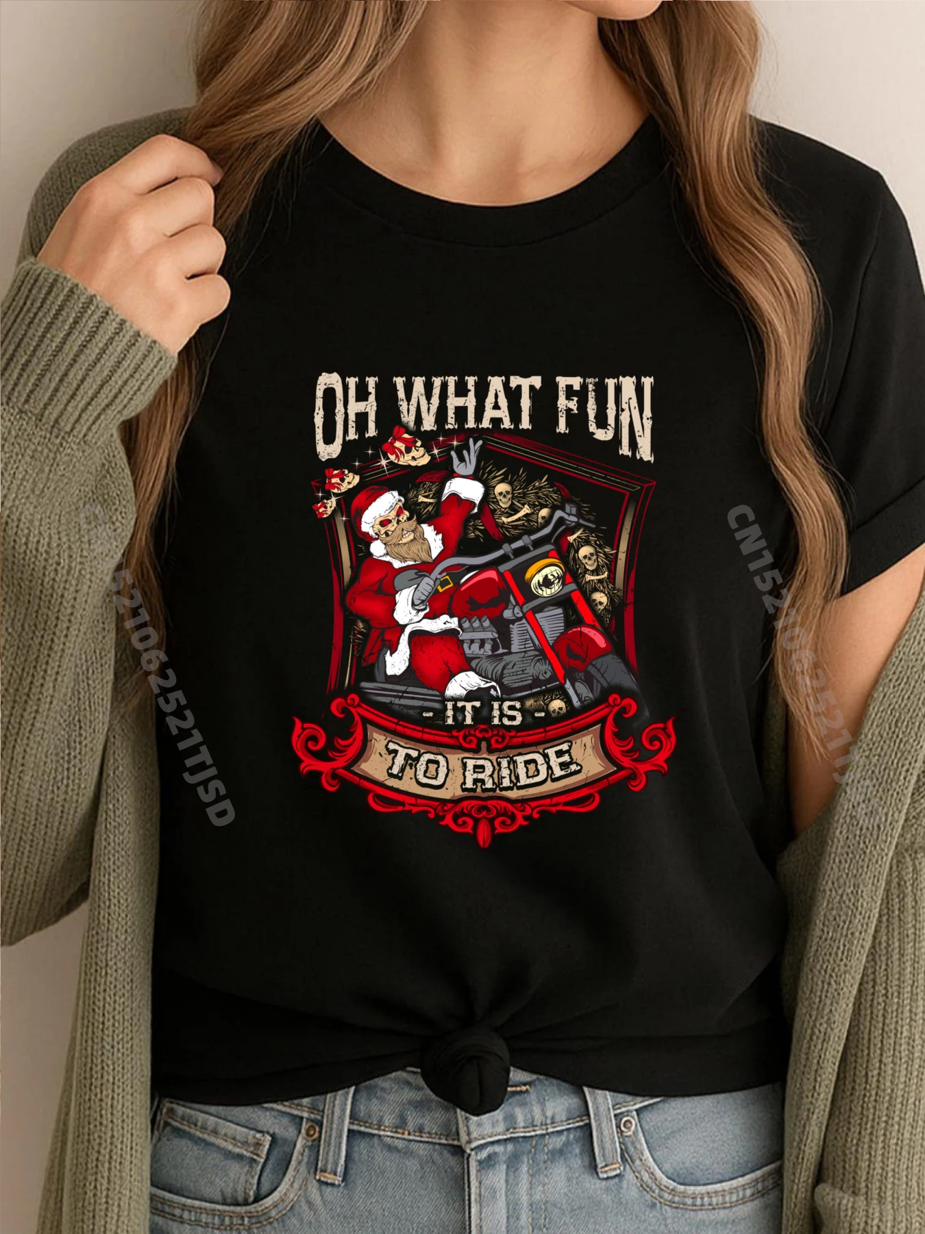 

Байкерская длинная рубашка Santa Oh What Fun Ride, мотоциклетные рождественские футболки оптом, 100 шт., футболки с принтом, топы и футболки Street