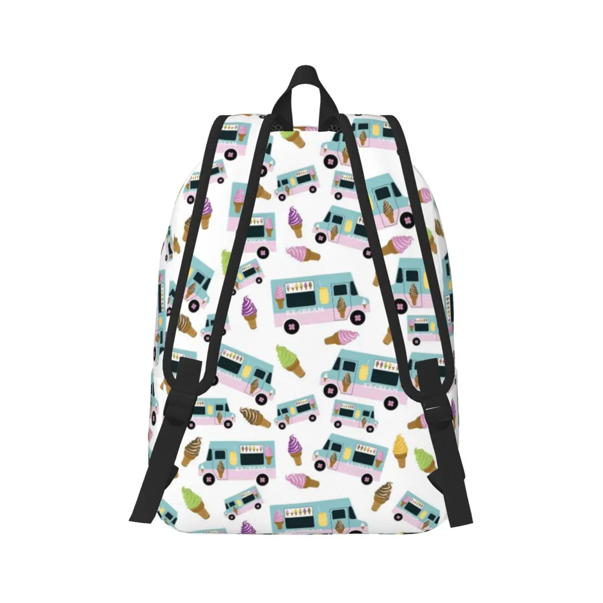 Retro Ice Cream Truck Pattern Backpack Student Boys Girls BookBag Children School Bag Laptop Shoulder Bags for Men Women