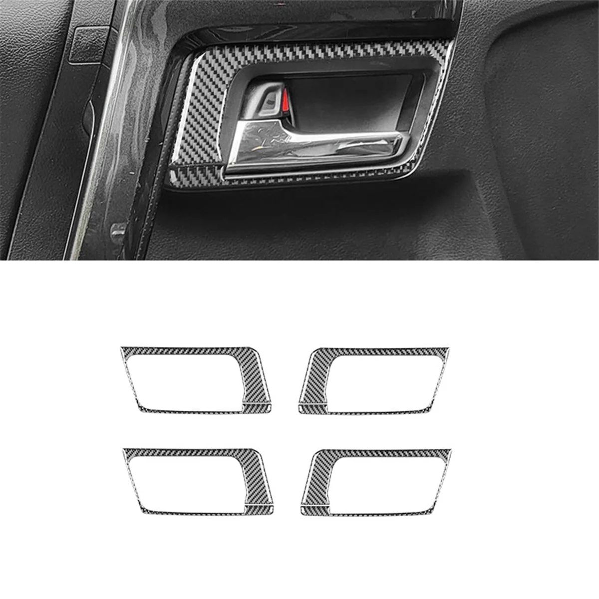 Manija de puerta Interior de fibra de carbono para Toyota 4runner, cubierta de cuenco, embellecedor, accesorios interiores, 2010-2020